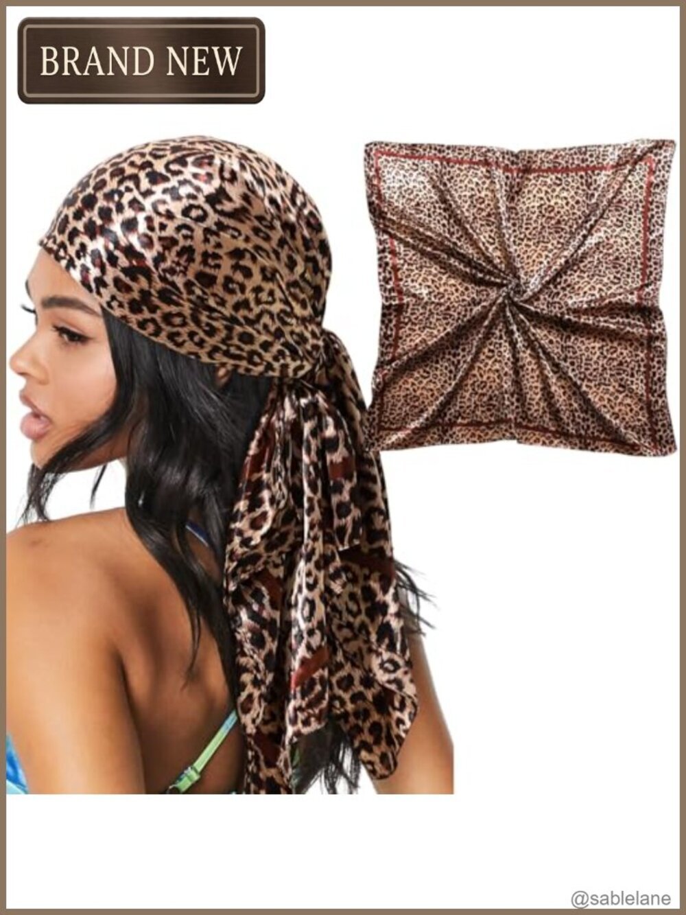 Large Satin Hair Scarf for Women Silk-like Bandana 35 Inch